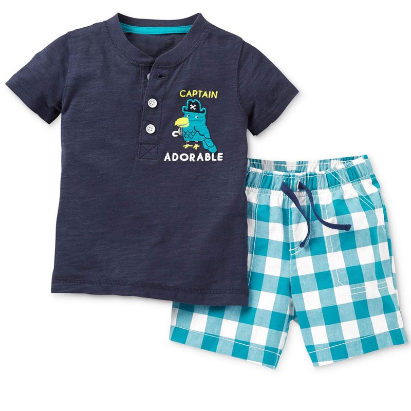 Bumeex Baby Boy Cotton Captain Short Sleeve Tee and Shorts Clothes Outfit Set 2t - Image 1